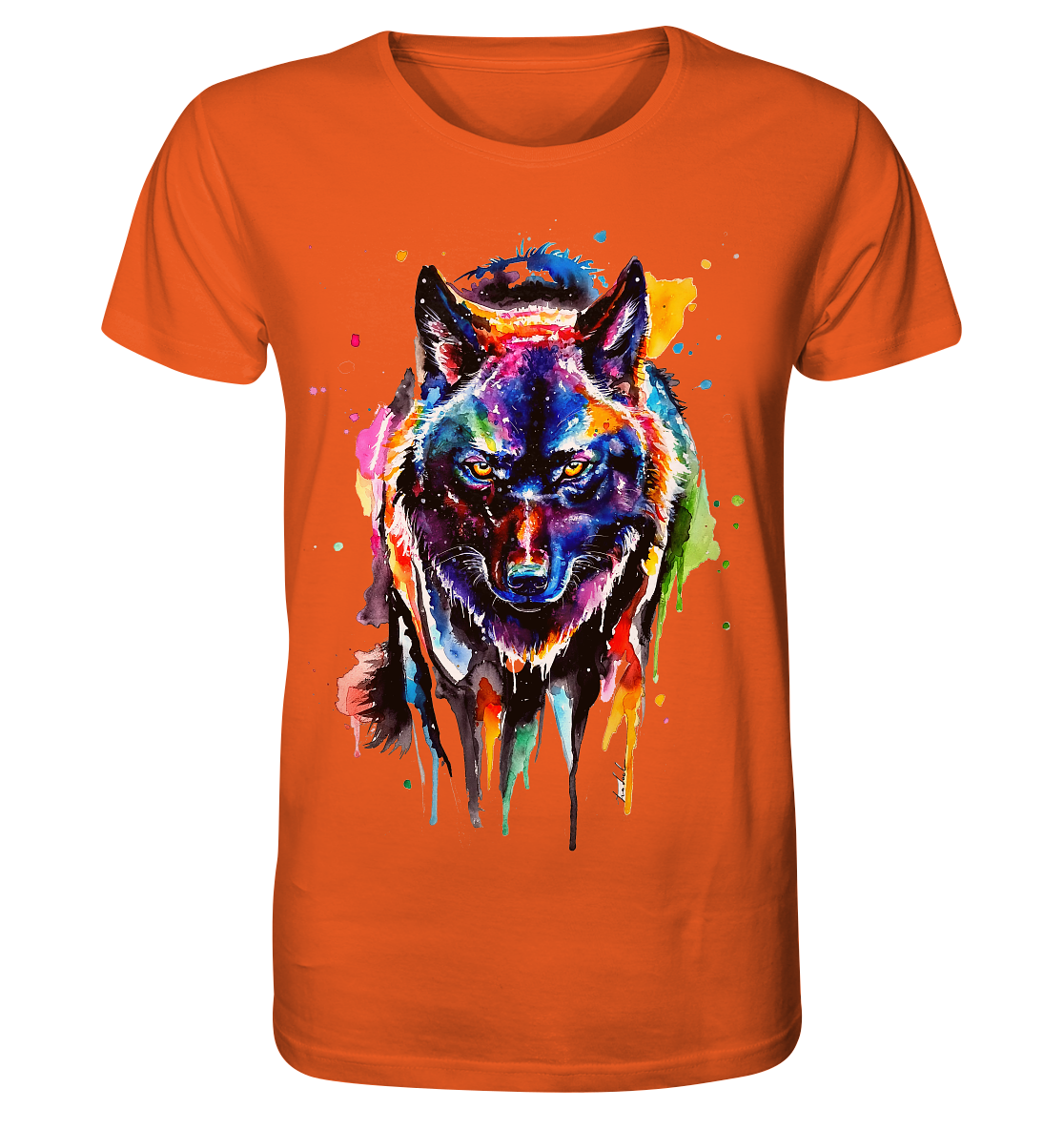 Bunter schwarzer Wolf - Organic Shirt