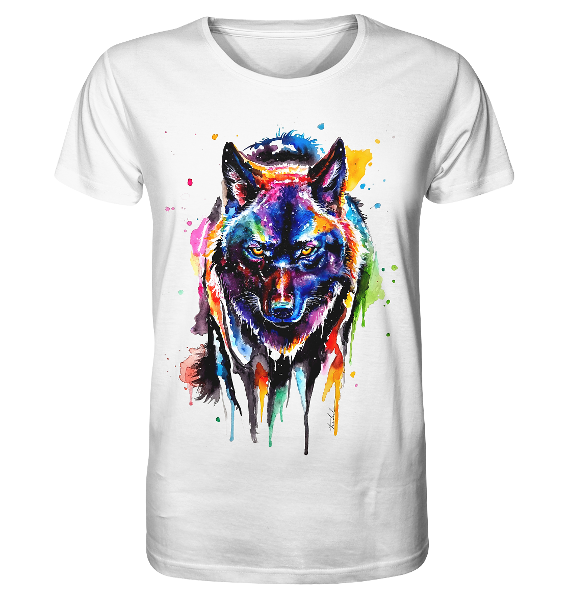 Bunter schwarzer Wolf - Organic Shirt