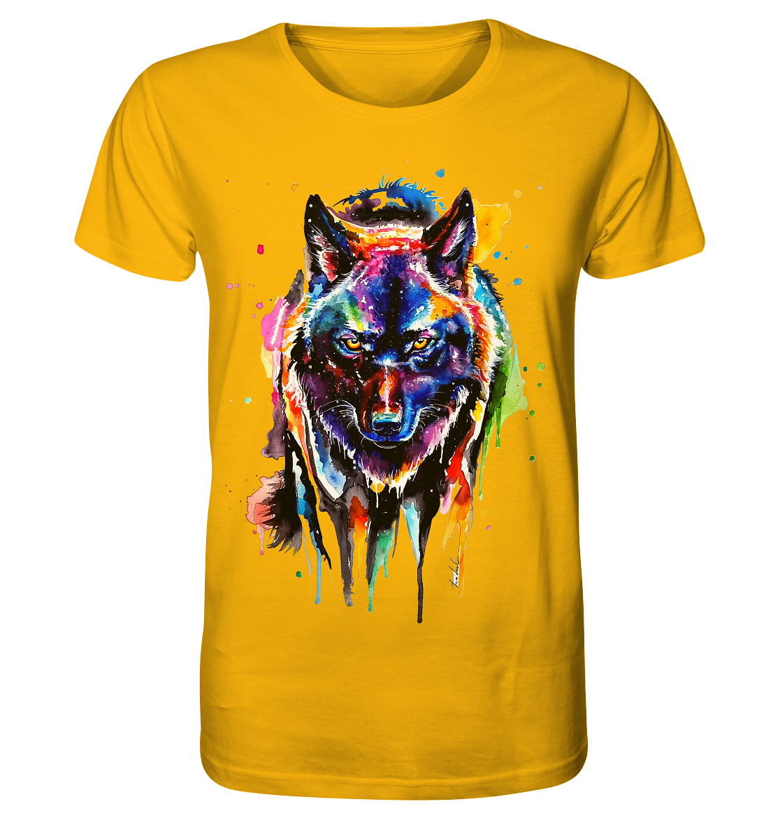Bunter schwarzer Wolf - Organic Shirt