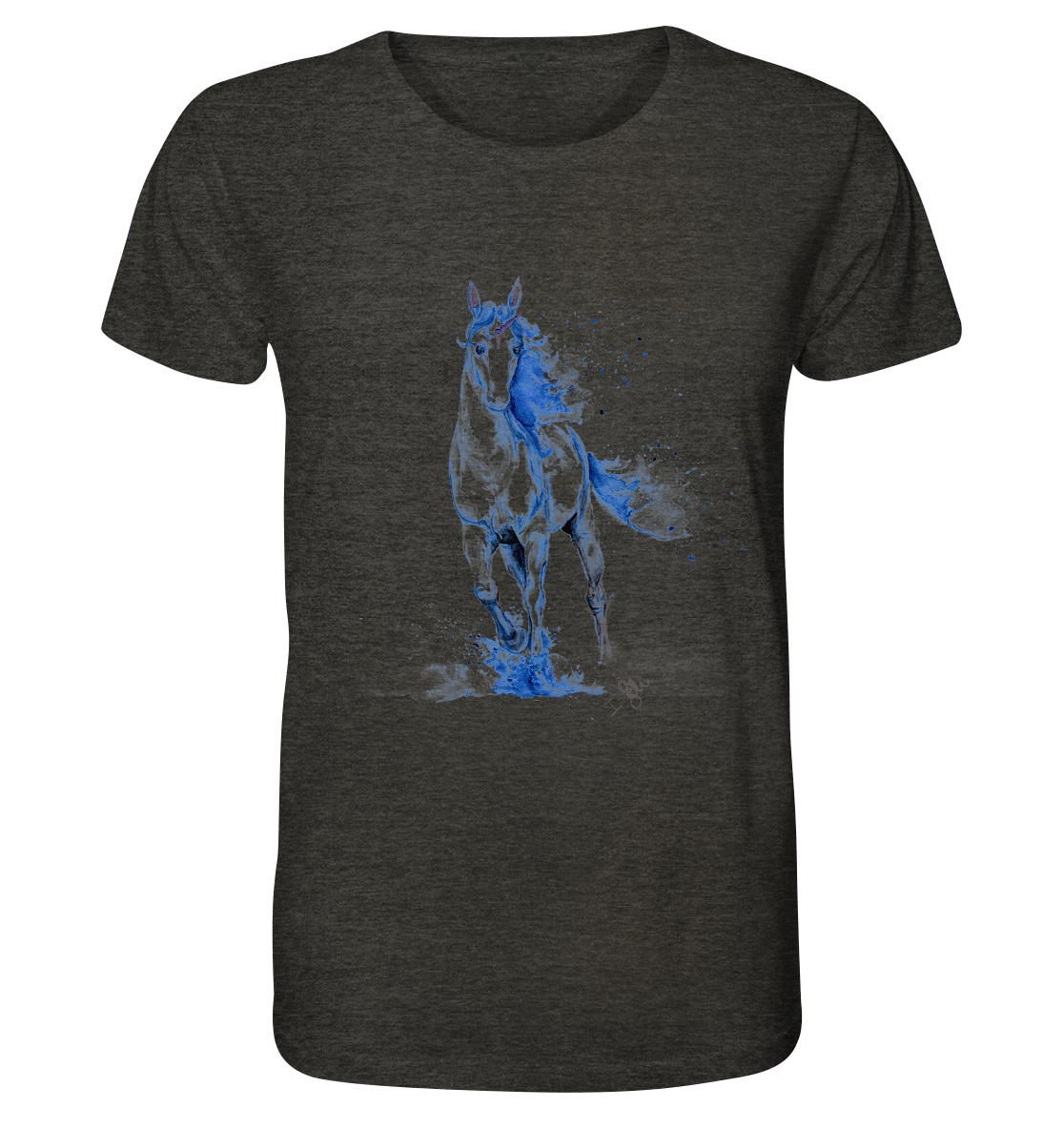 Blaues Einhorn - Organic Shirt (meliert)