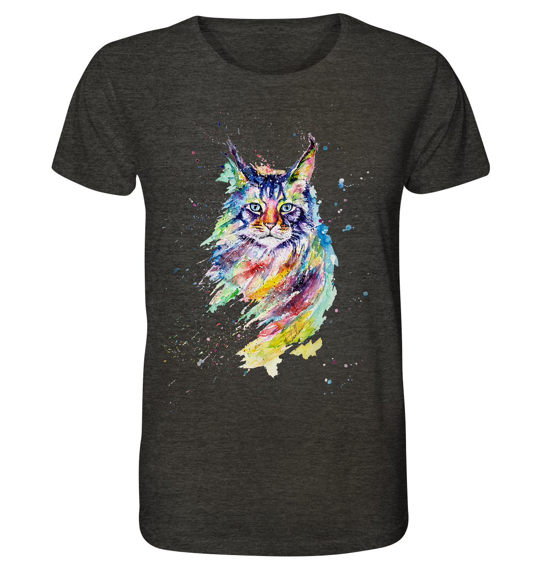 Bunte Katze - Organic Shirt (meliert)