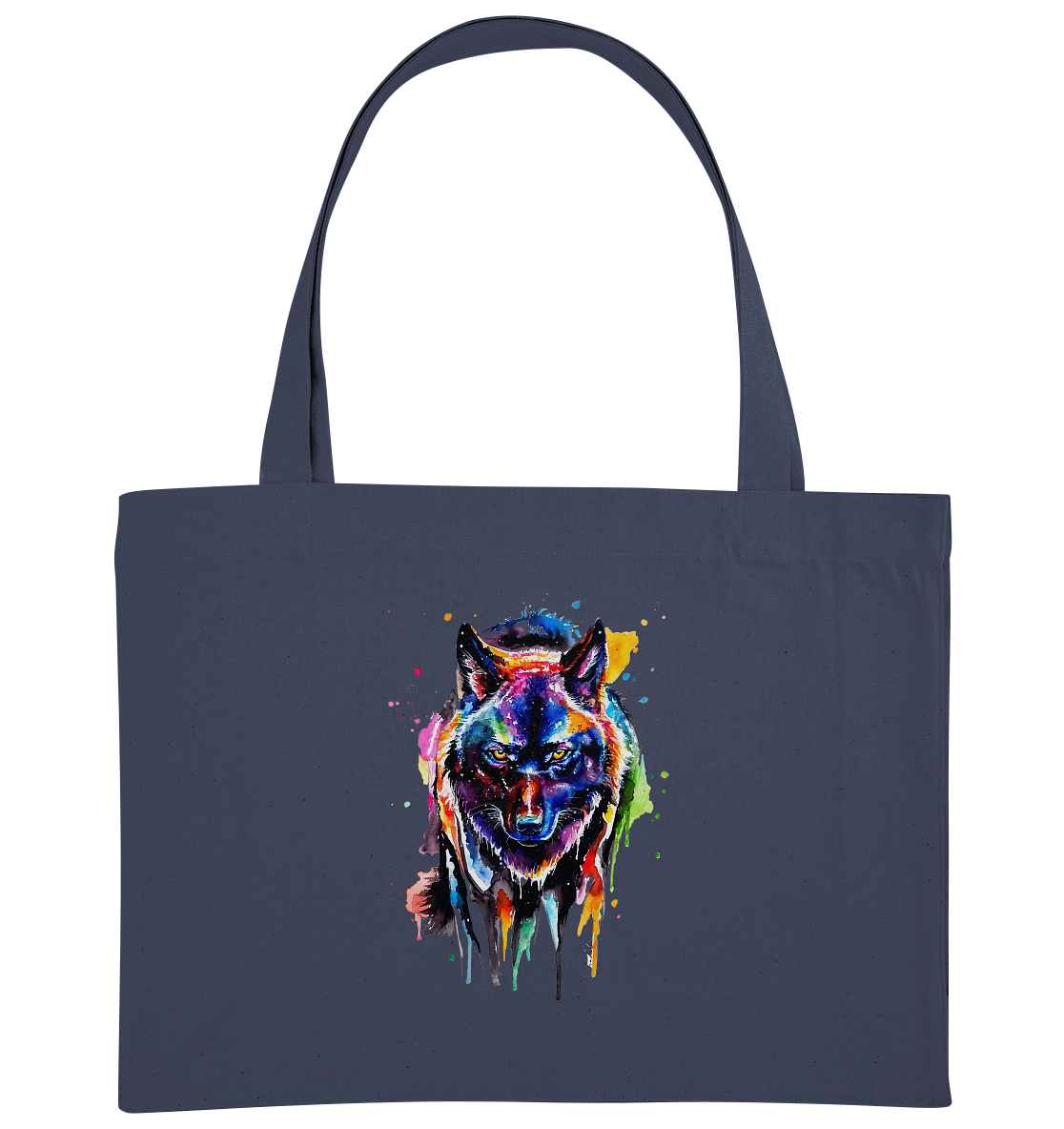 Bunter schwarzer Wolf - Organic Shopping-Bag
