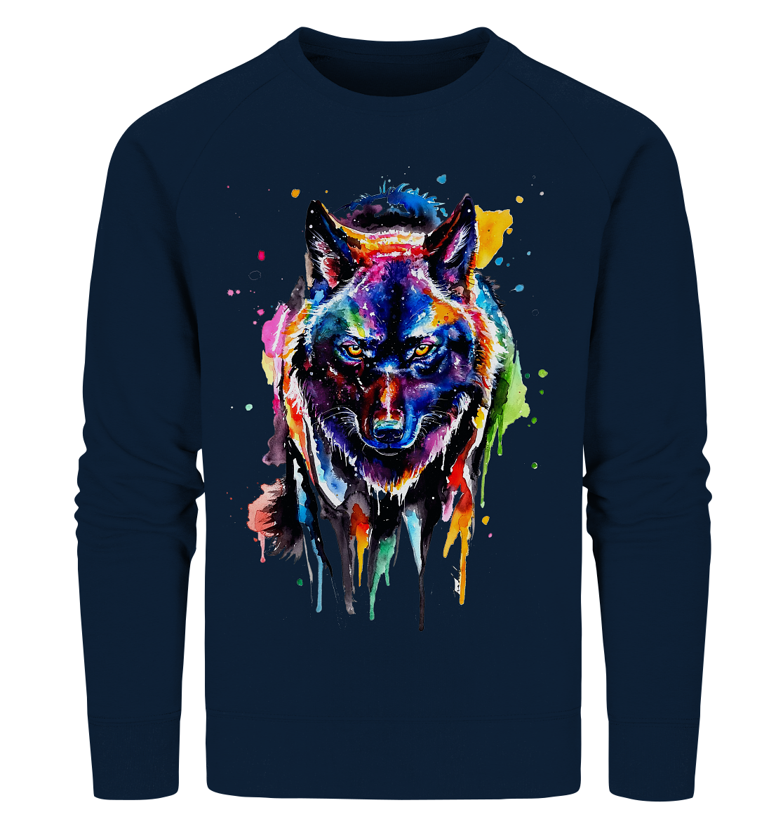 Bunter schwarzer Wolf - Organic Sweatshirt