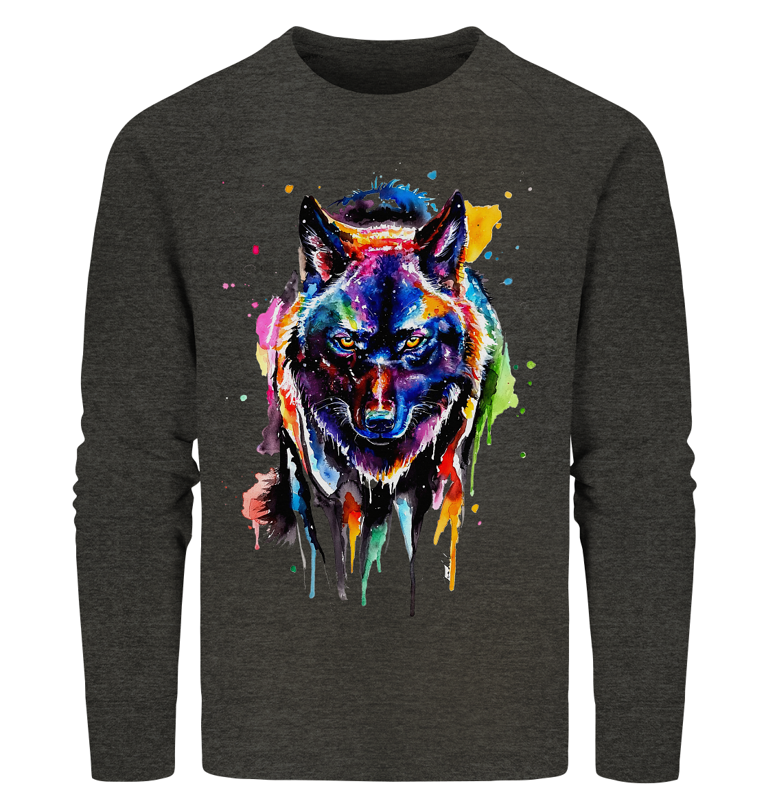 Bunter schwarzer Wolf - Organic Sweatshirt