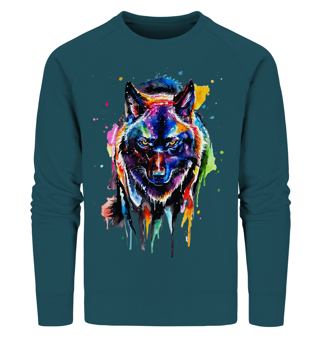 Bunter schwarzer Wolf - Organic Sweatshirt