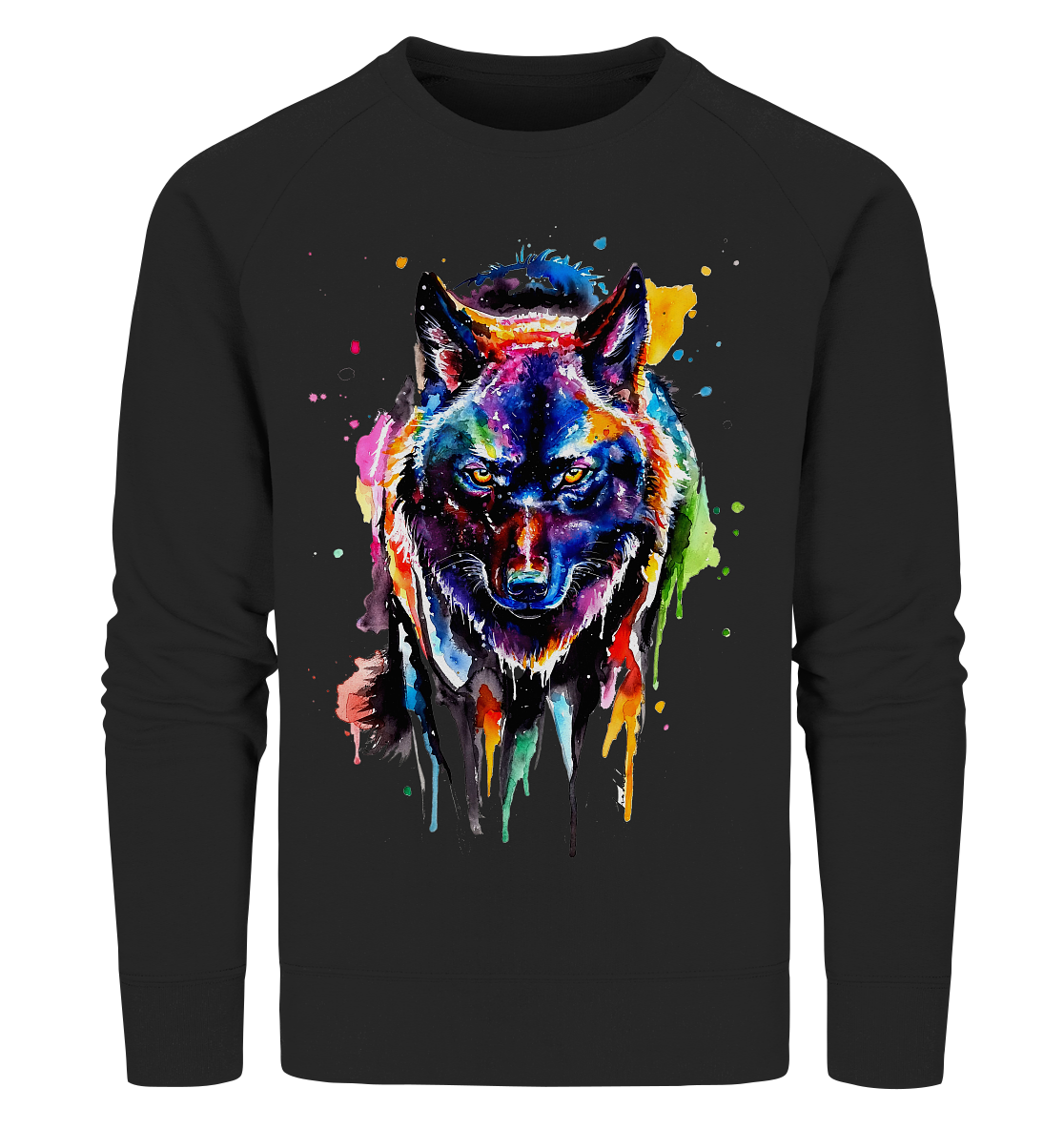 Bunter schwarzer Wolf - Organic Sweatshirt