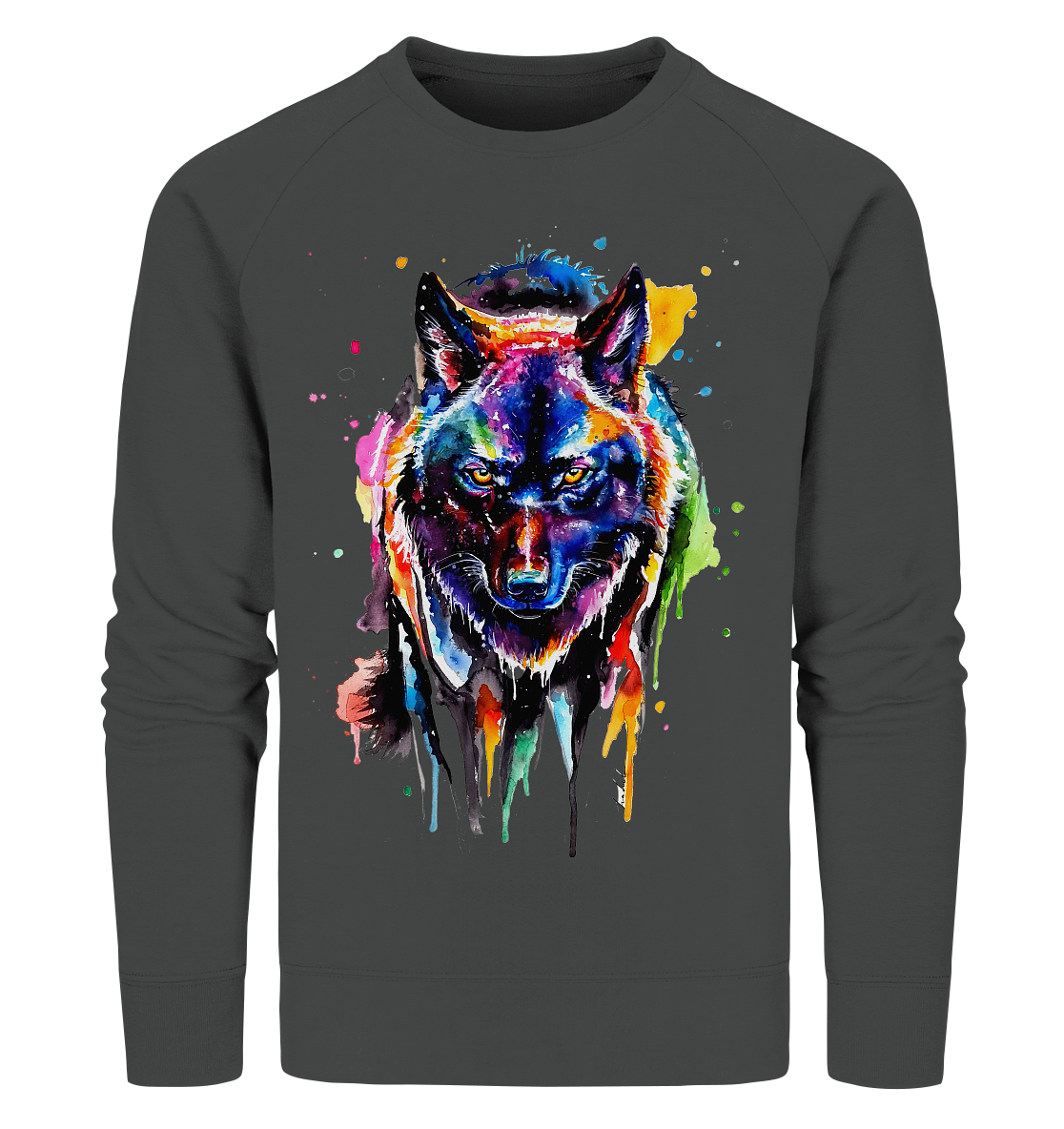 Bunter schwarzer Wolf - Organic Sweatshirt