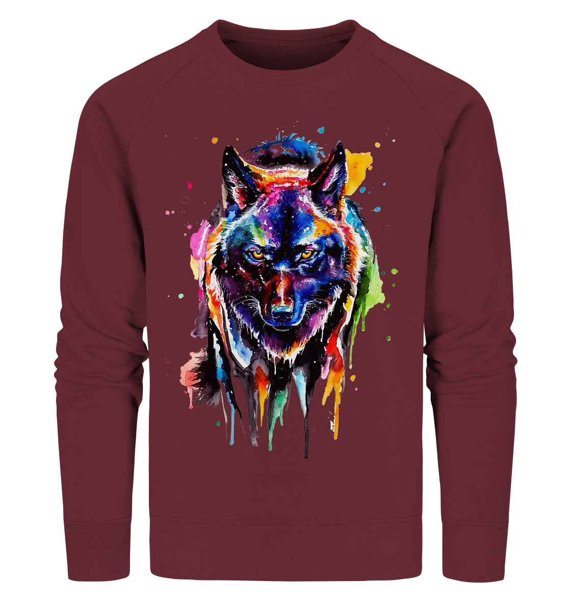 Bunter schwarzer Wolf - Organic Sweatshirt