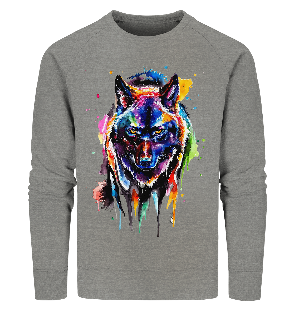 Bunter schwarzer Wolf - Organic Sweatshirt