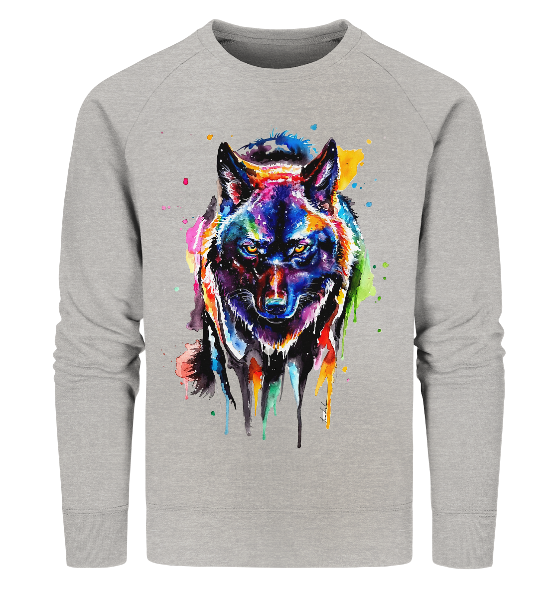 Bunter schwarzer Wolf - Organic Sweatshirt