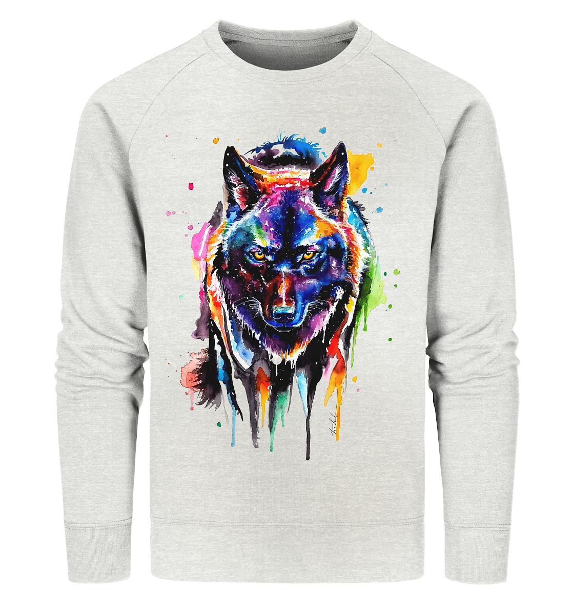 Bunter schwarzer Wolf - Organic Sweatshirt