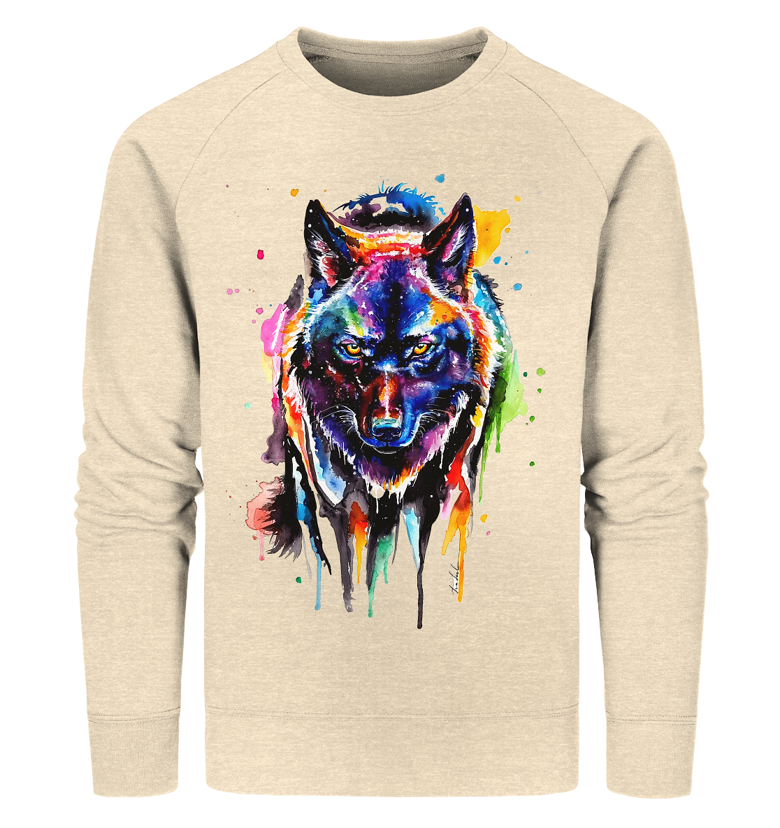 Bunter schwarzer Wolf - Organic Sweatshirt