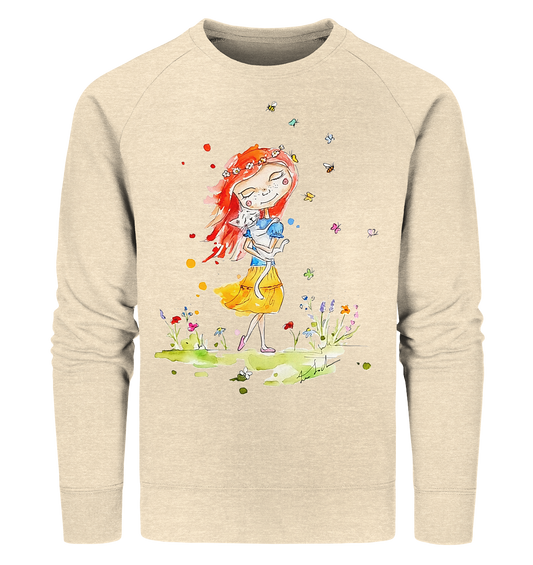Sommerliches Mädchen mit Katze - Organic Sweatshirt