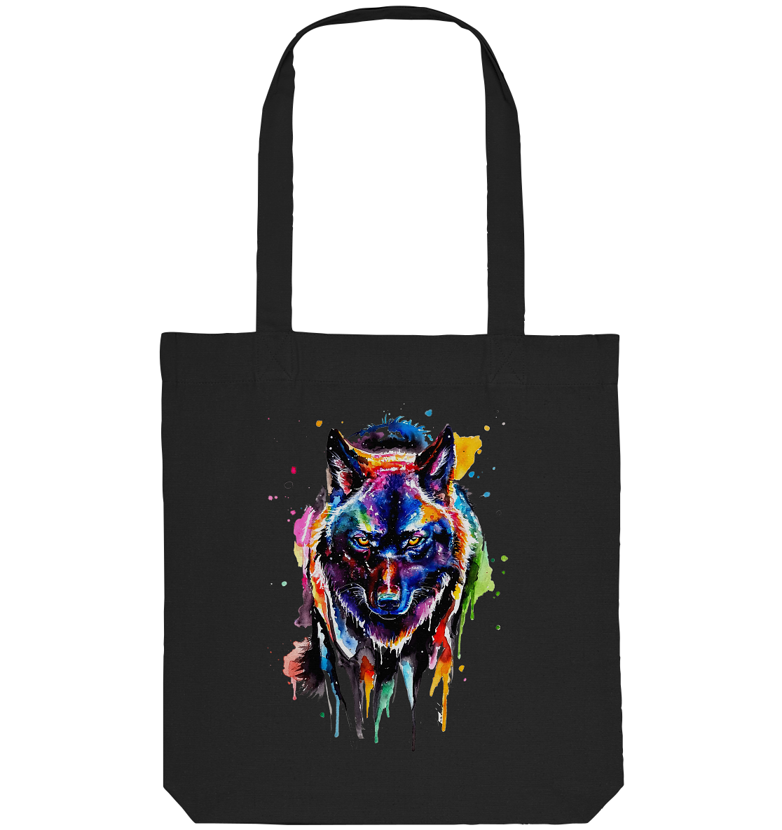 Bunter schwarzer Wolf - Organic Tote-Bag