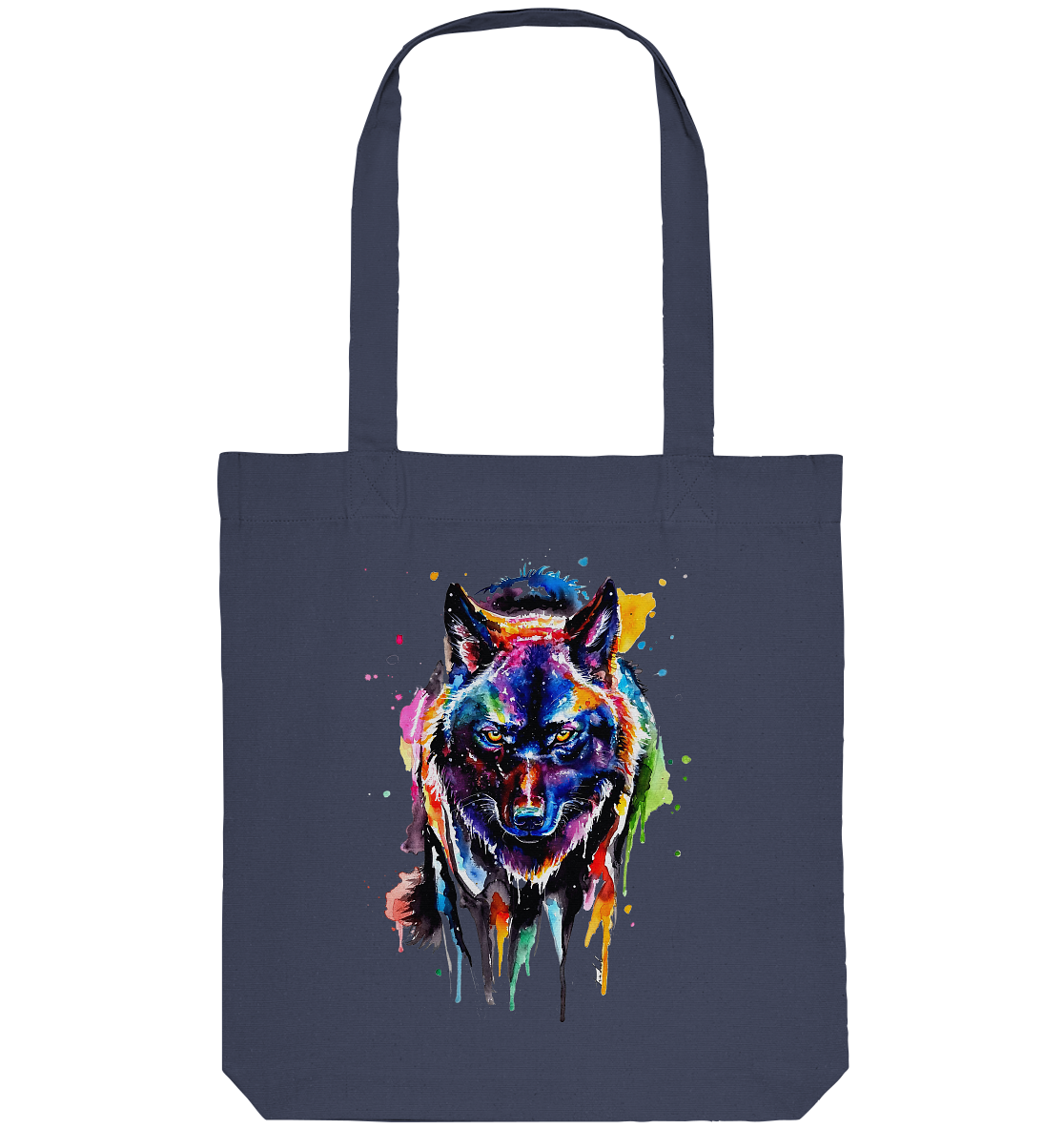 Bunter schwarzer Wolf - Organic Tote-Bag