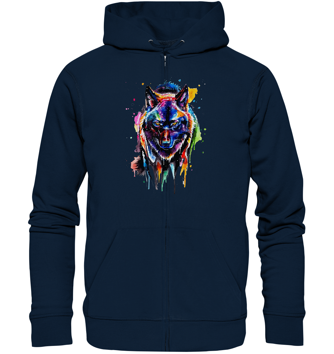 Bunter schwarzer Wolf - Organic Zipper