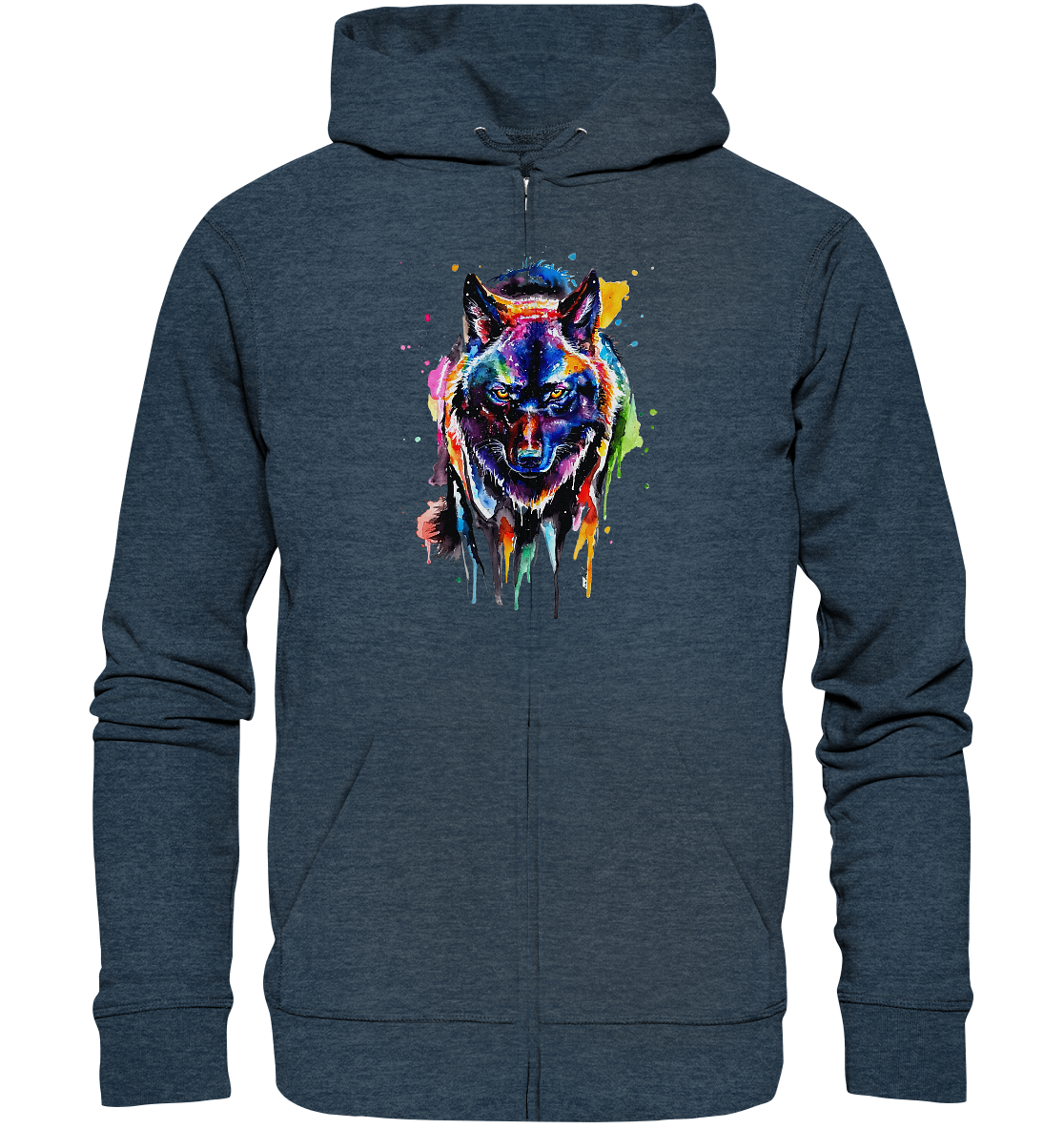 Bunter schwarzer Wolf - Organic Zipper