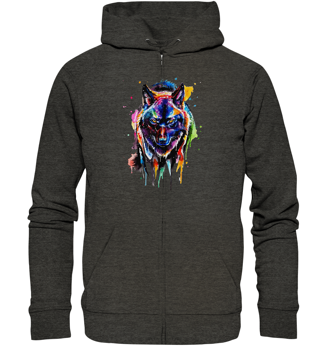 Bunter schwarzer Wolf - Organic Zipper