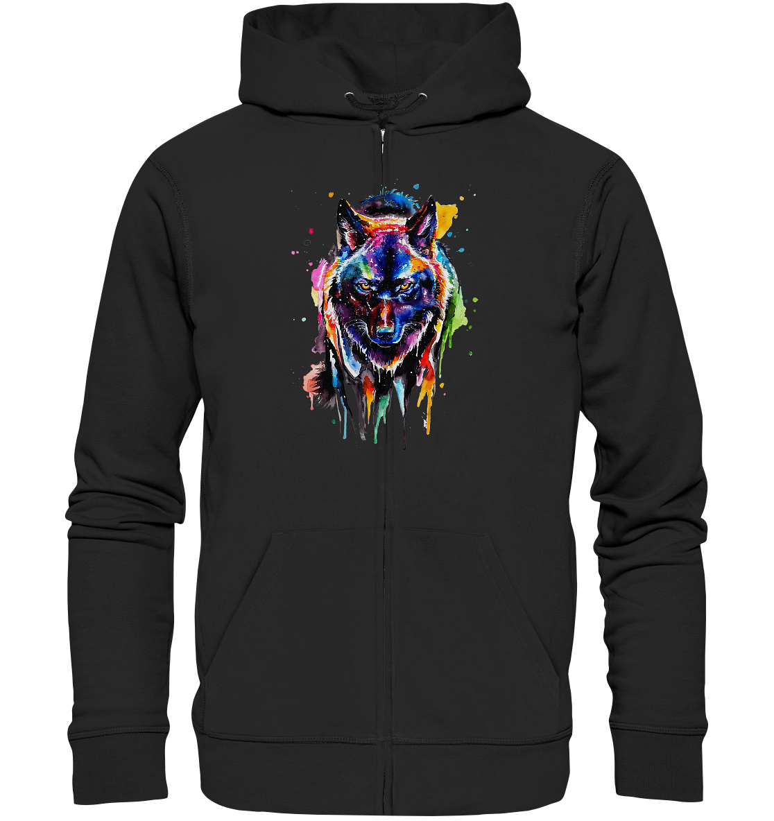 Bunter schwarzer Wolf - Organic Zipper