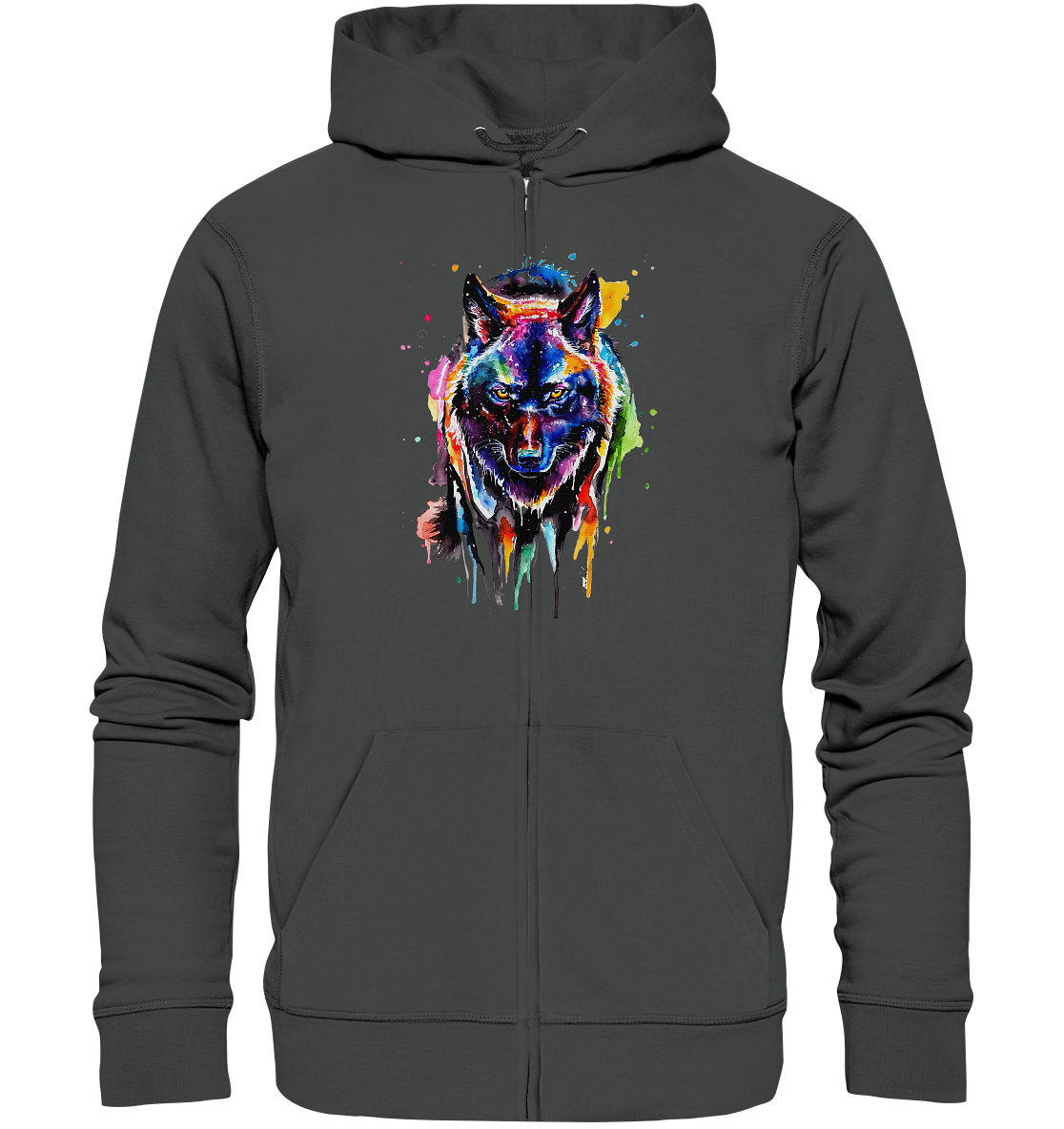 Bunter schwarzer Wolf - Organic Zipper