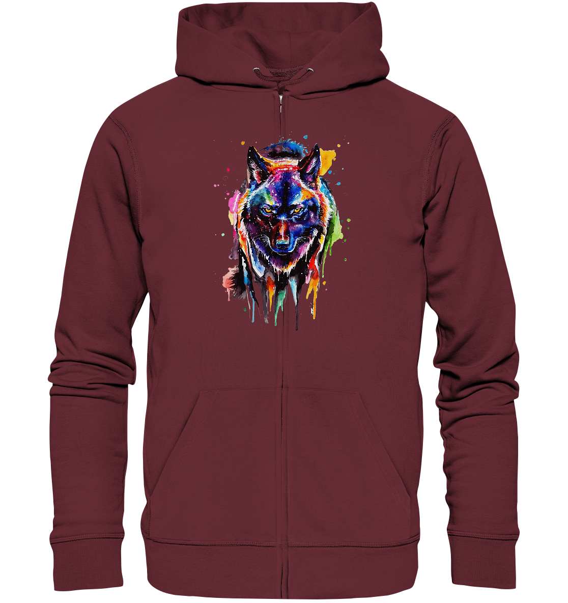 Bunter schwarzer Wolf - Organic Zipper