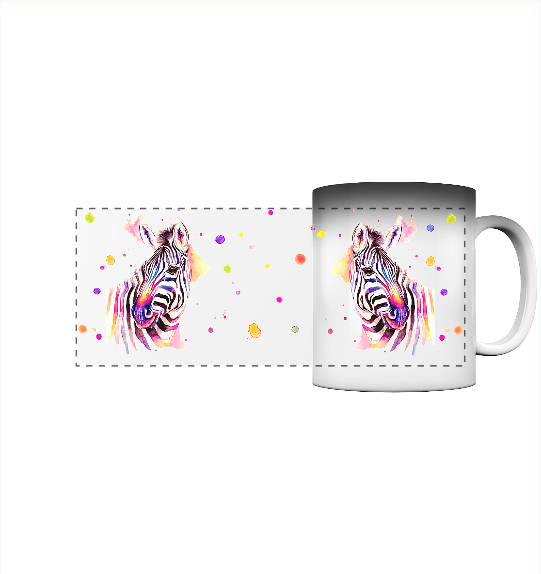 Trinkgefäße mit buntem Zebra - Loni - Panorama Magic Mug