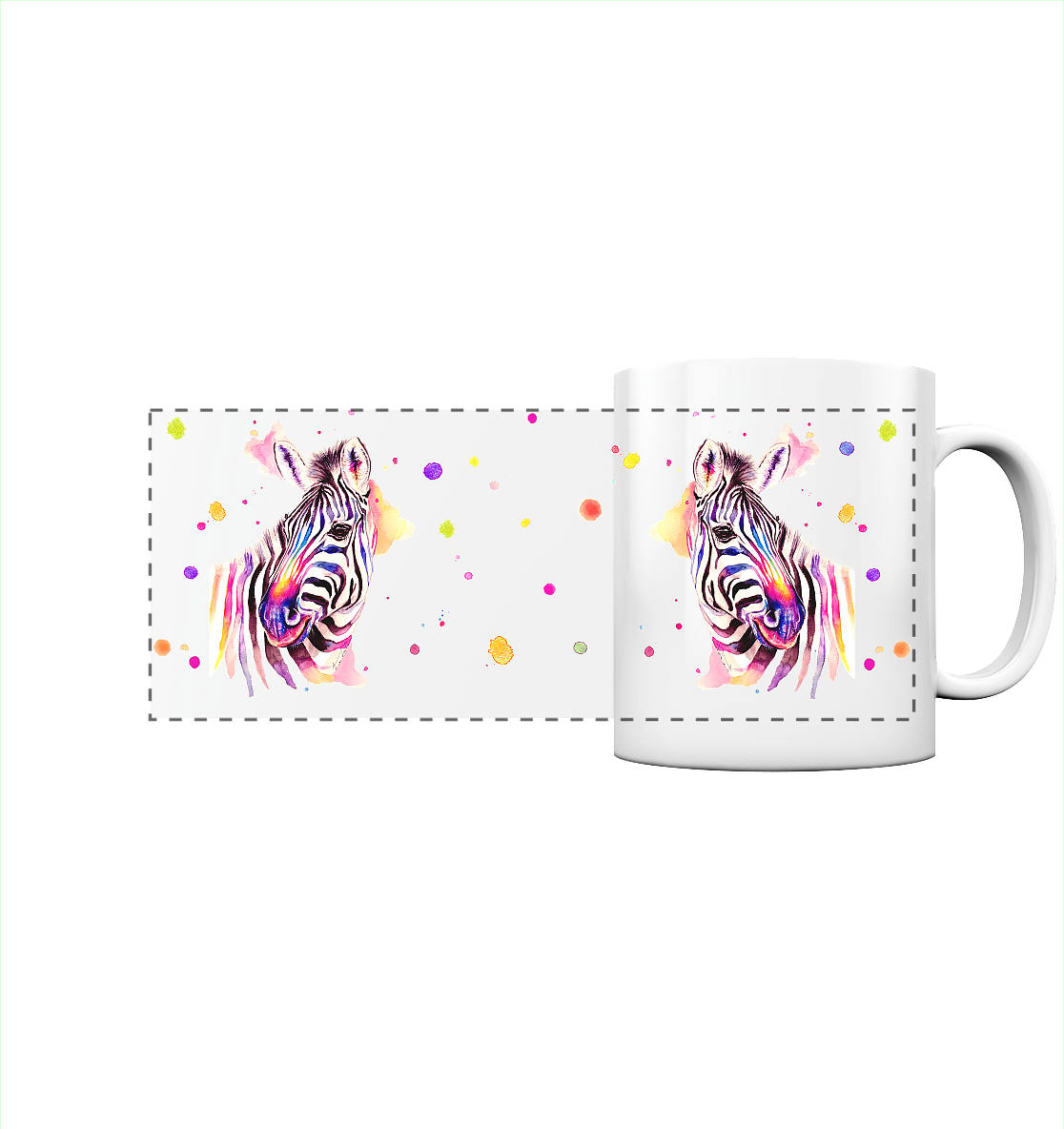 Trinkgefäße mit buntem Zebra - Loni - Panorama Tasse