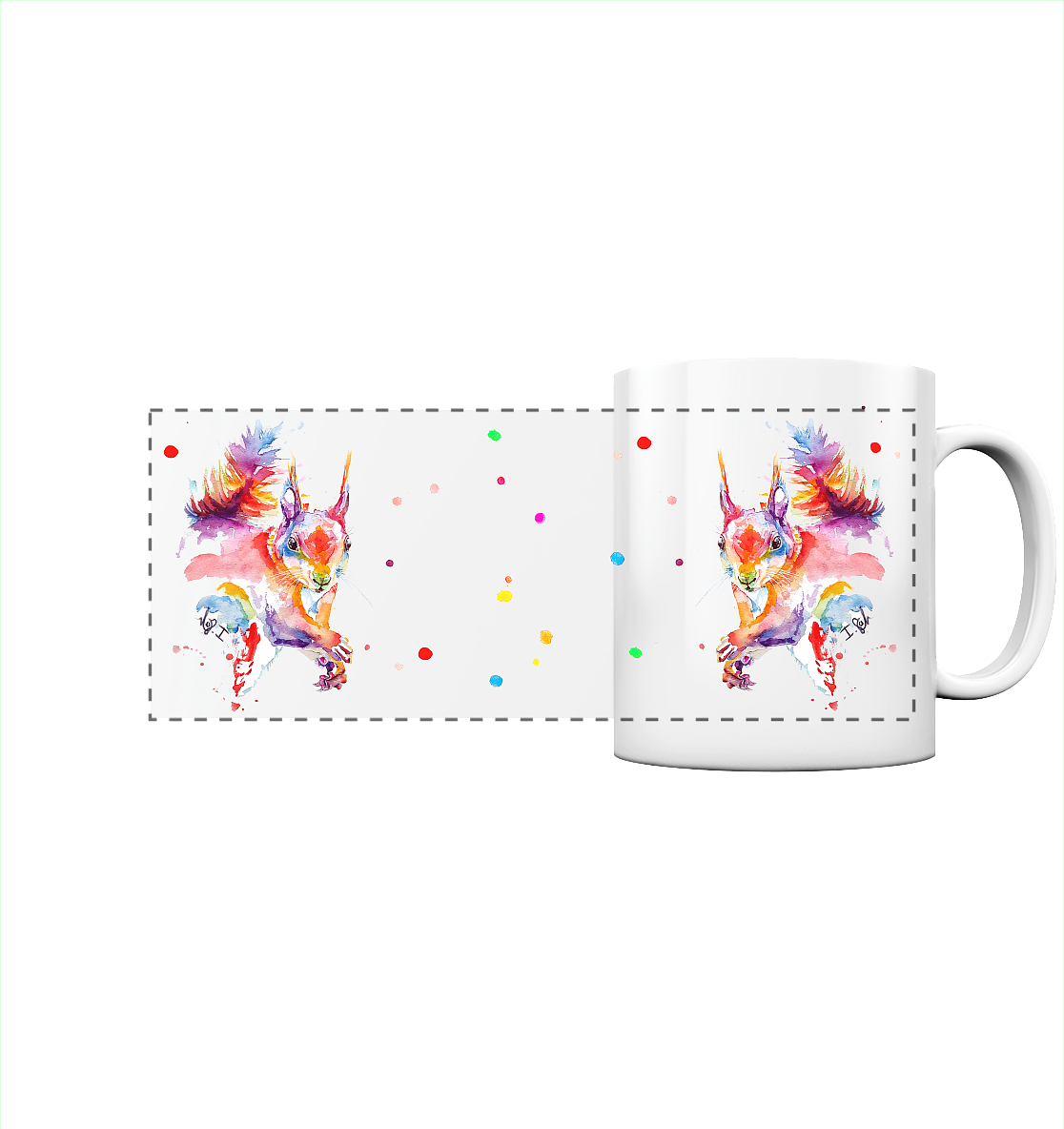 Trinkgefäße mit buntem Eichhörnchen - Panorama Tasse