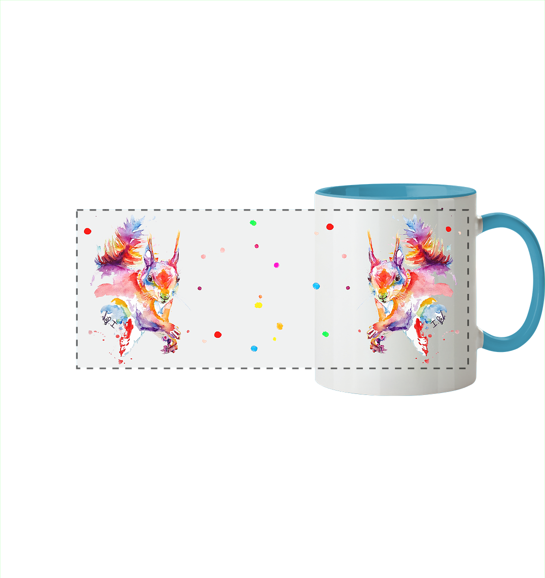 Trinkgefäße mit buntem Eichhörnchen - Panorama Tasse zweifarbig