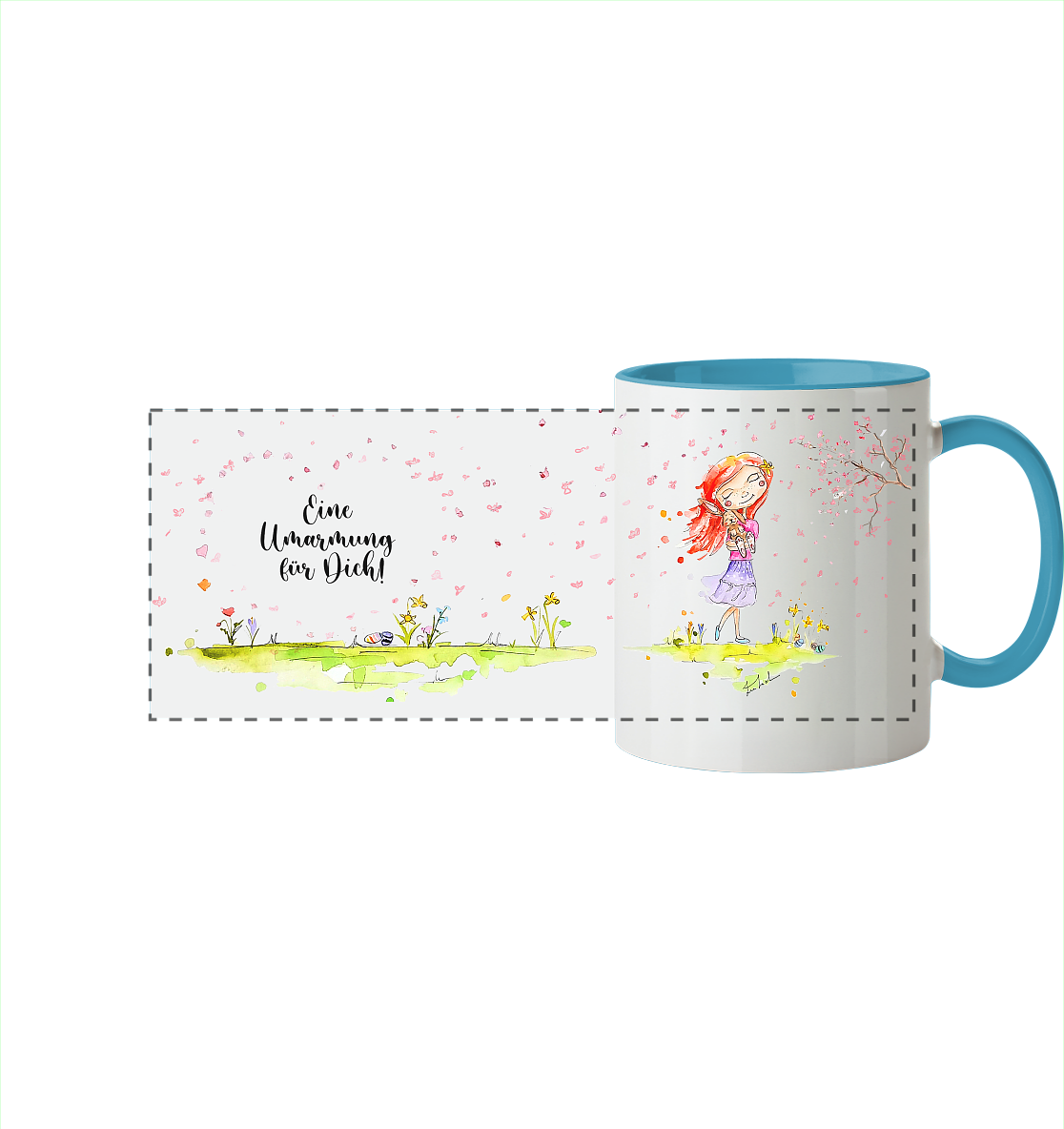 Eine Umarmung für dich - Frühlingsedition- Trinkgefäße - Panorama Tasse zweifarbig