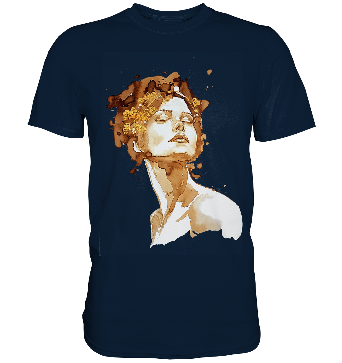 Kaffeemotiv Portrait mit Ginko - Premium Shirt
