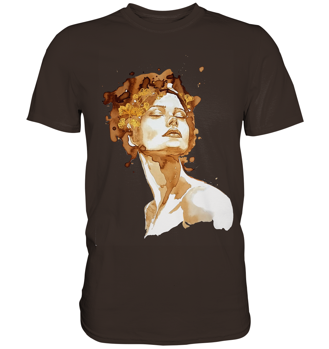 Kaffeemotiv Portrait mit Ginko - Premium Shirt