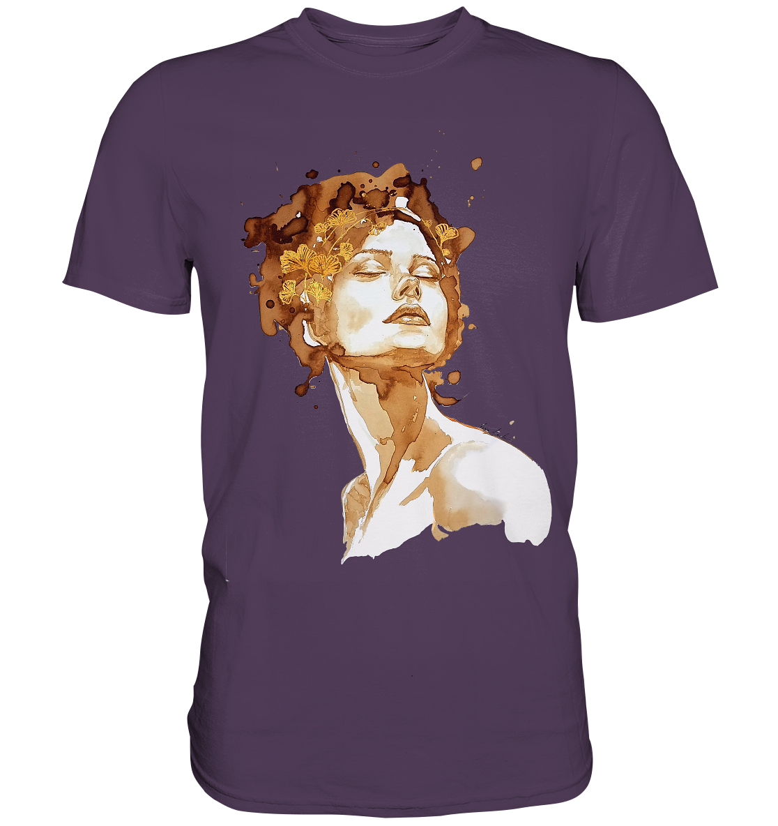 Kaffeemotiv Portrait mit Ginko - Premium Shirt