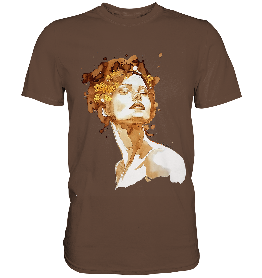 Kaffeemotiv Portrait mit Ginko - Premium Shirt