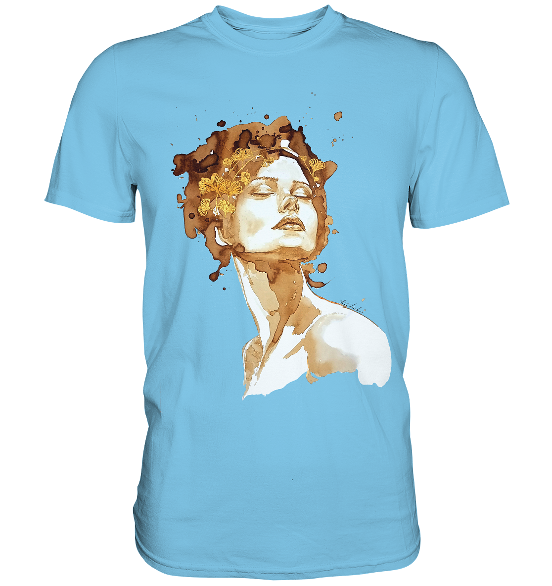 Kaffeemotiv Portrait mit Ginko - Premium Shirt