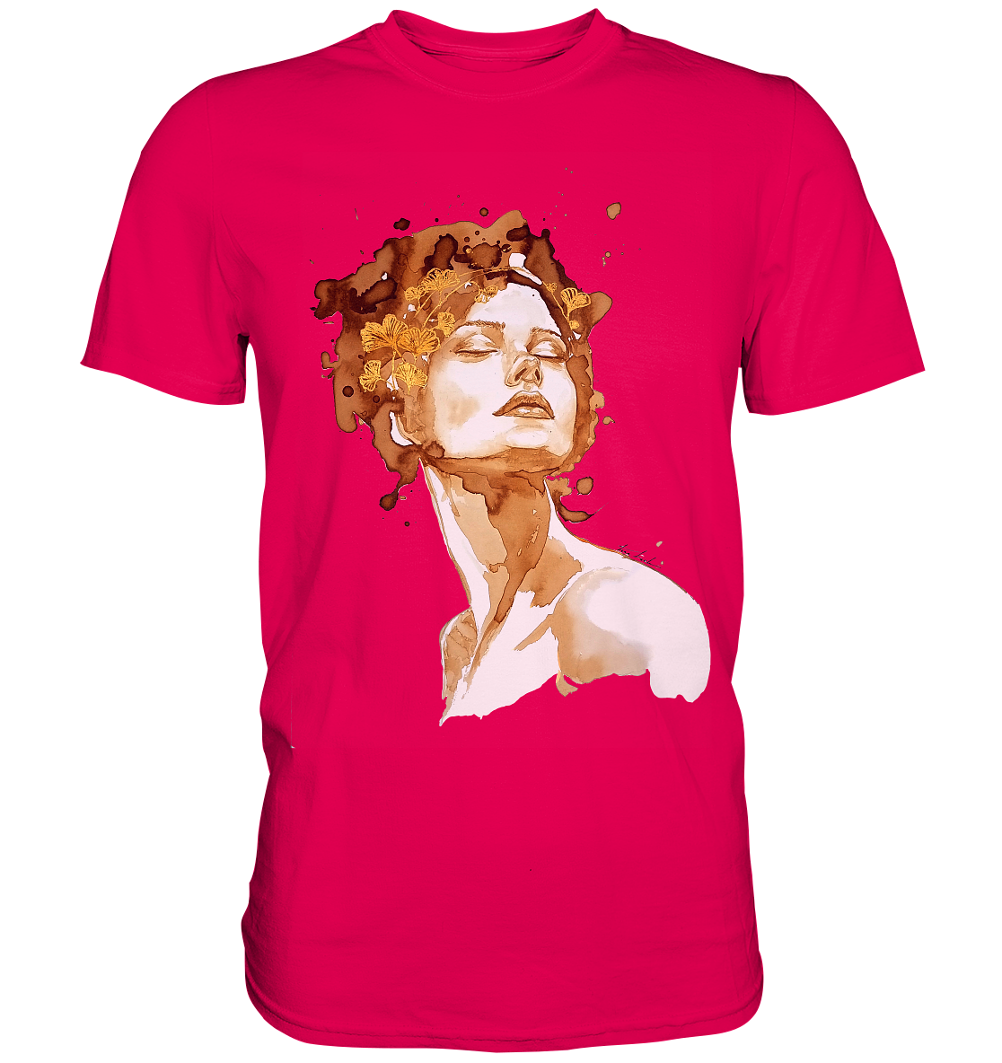 Kaffeemotiv Portrait mit Ginko - Premium Shirt