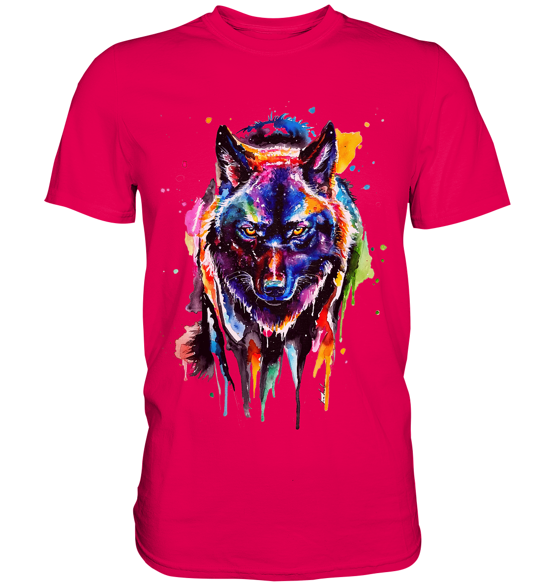Bunter schwarzer Wolf - Premium Shirt
