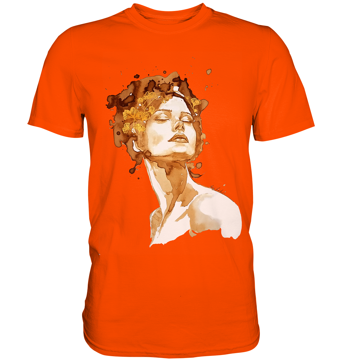 Kaffeemotiv Portrait mit Ginko - Premium Shirt