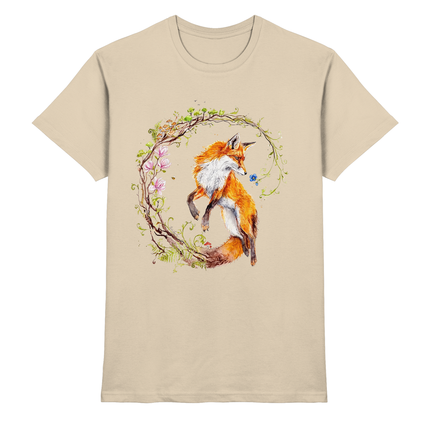 Fuchs mit Rankenillustration - Premium Shirt
