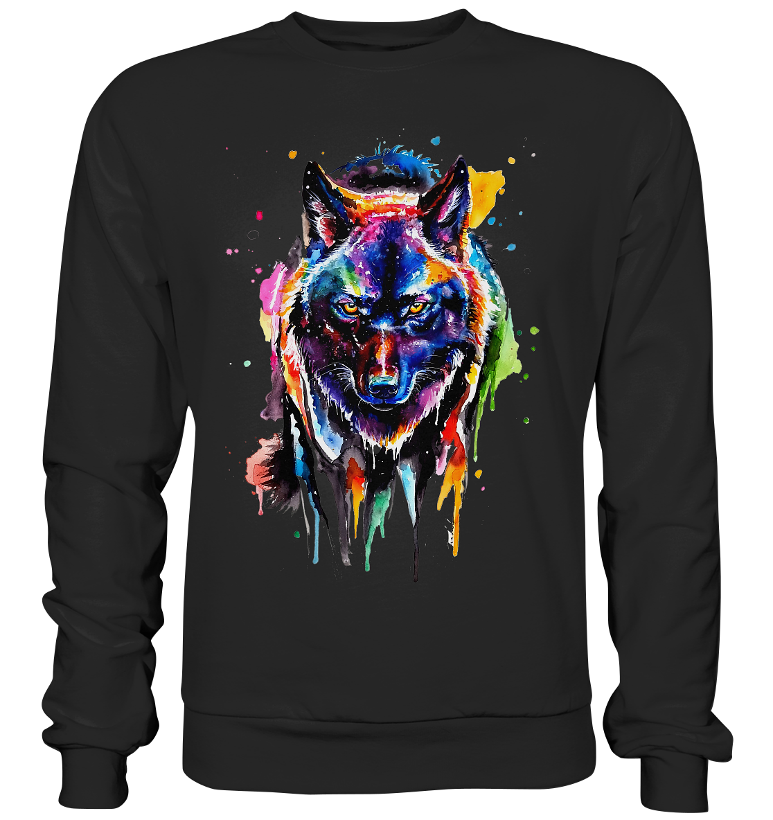 Bunter schwarzer Wolf - Premium Sweatshirt