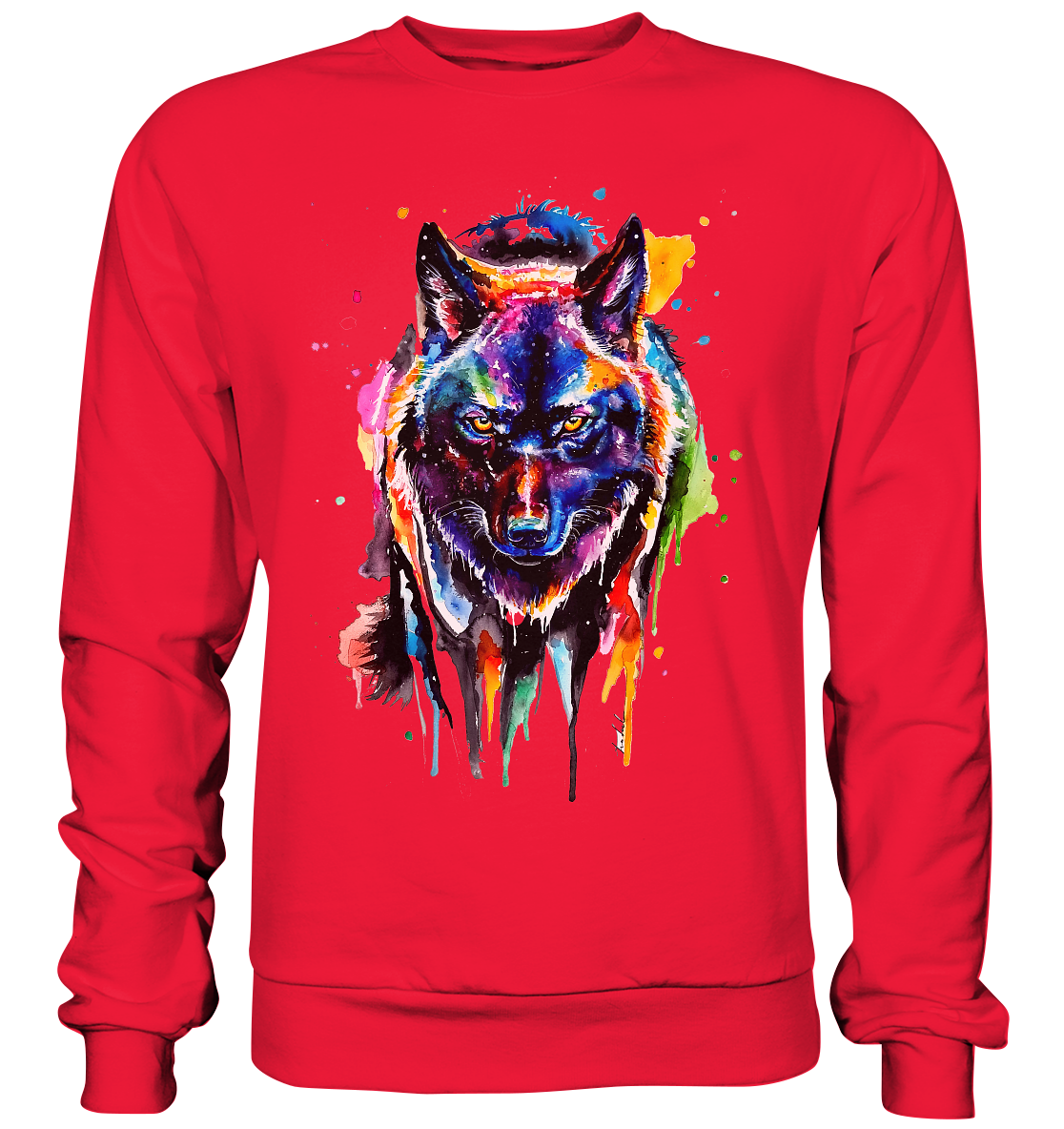 Bunter schwarzer Wolf - Premium Sweatshirt