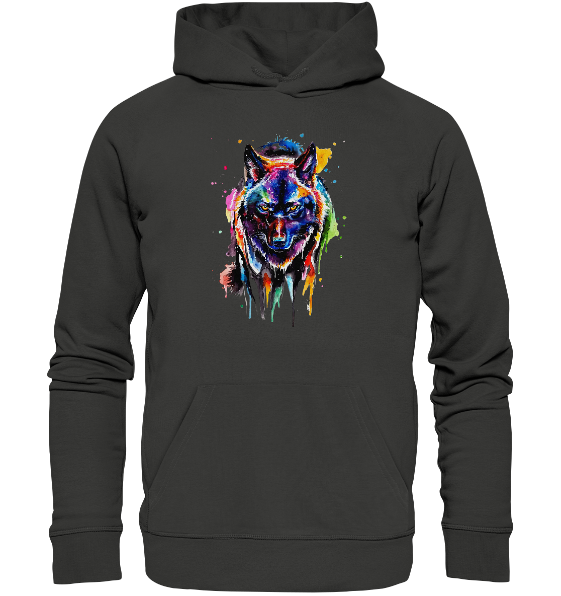 Bunter schwarzer Wolf - Premium Unisex Hoodie