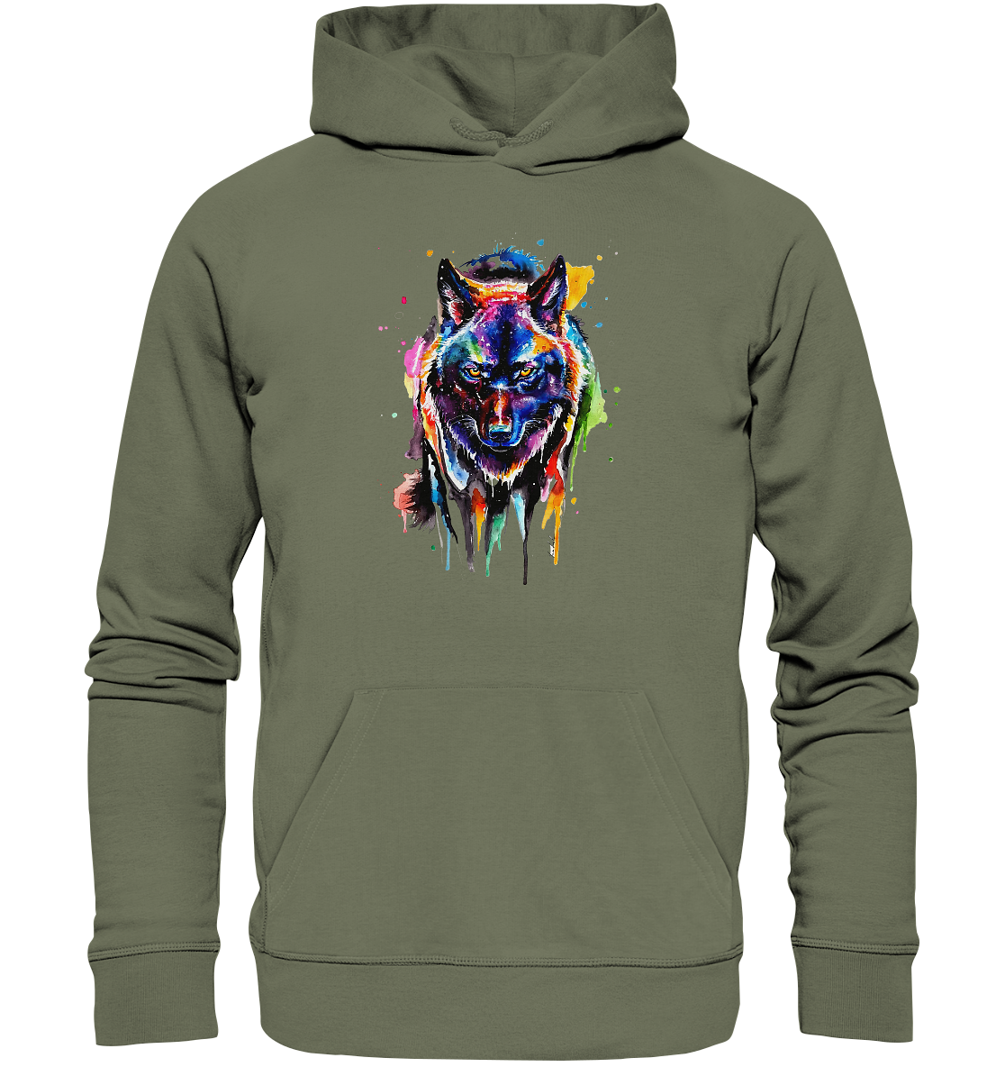 Bunter schwarzer Wolf - Premium Unisex Hoodie