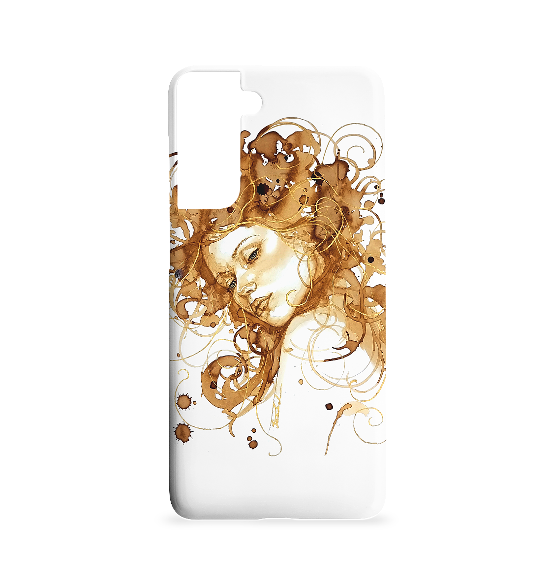 Kaffeemotiv Portrait mit goldenen Haaren - Samsung S21 Handyhülle