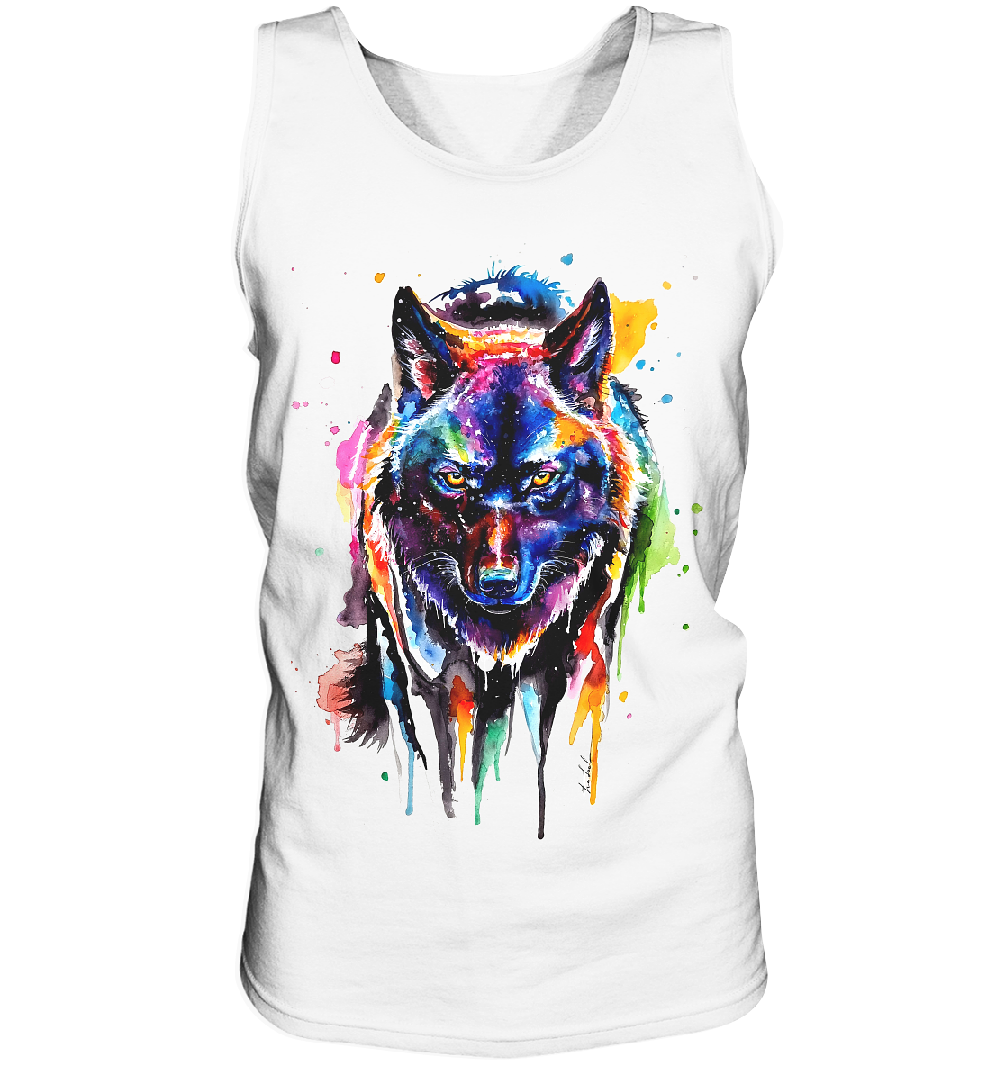 Bunter schwarzer Wolf - Tank-Top
