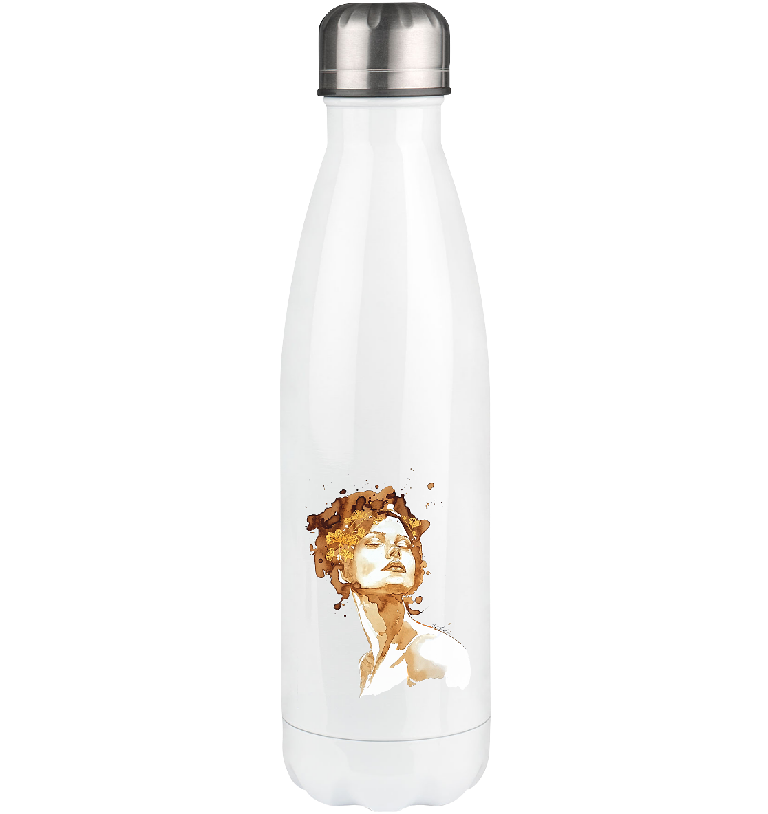 Kaffeemotiv Portrait mit Ginko - Thermoflasche 500ml