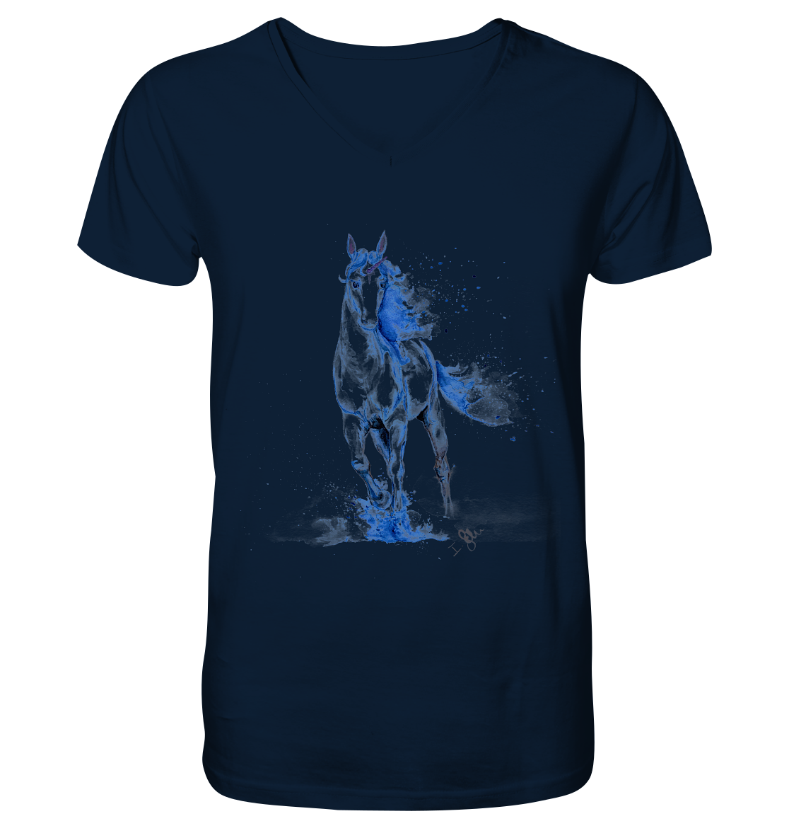 Blaues Einhorn - V-Neck Shirt