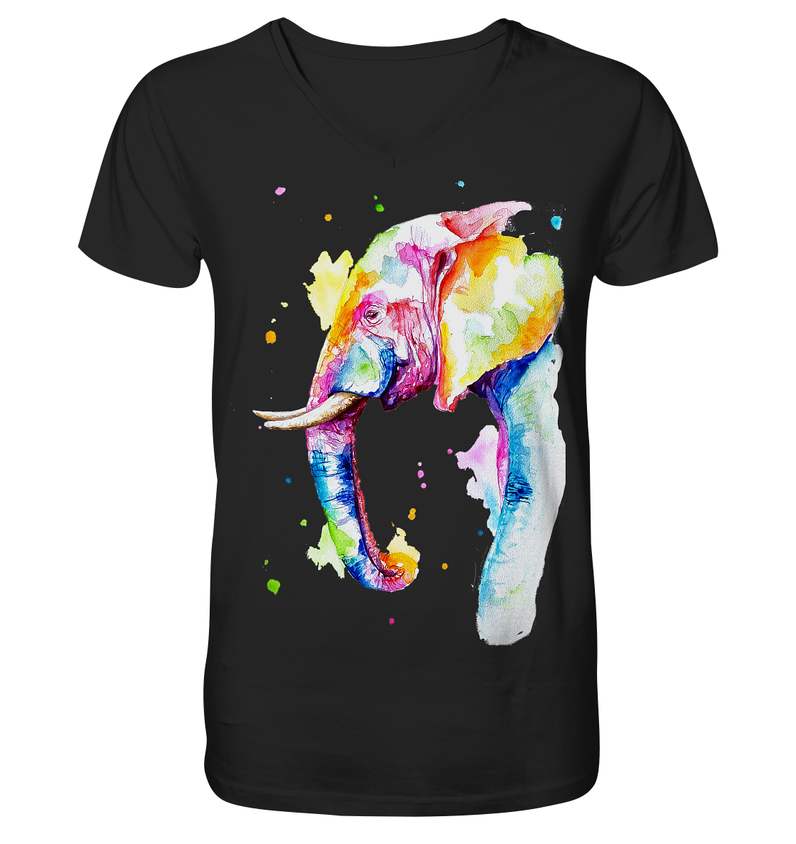 Bunter Elefant - V-Neck Shirt