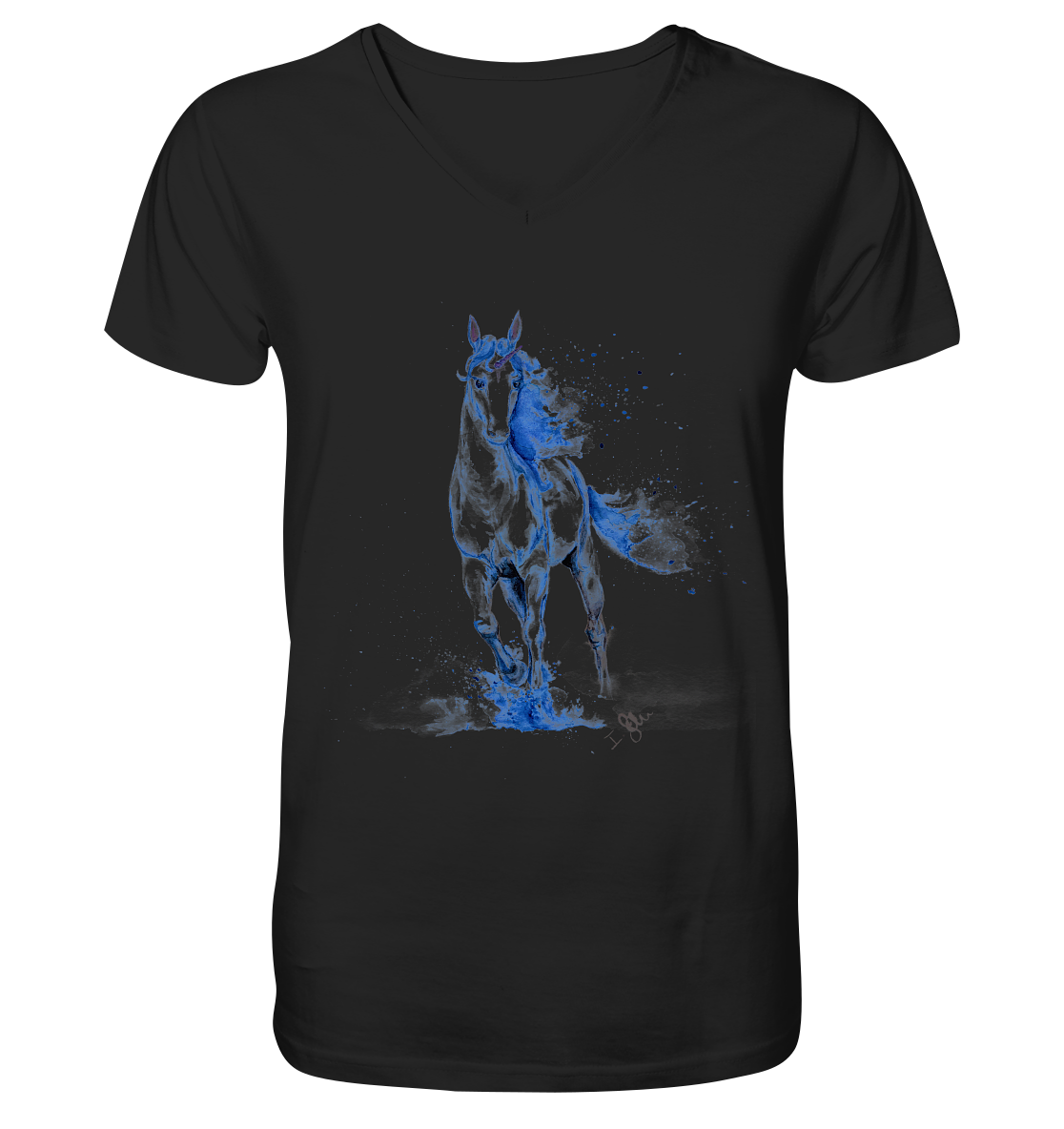 Blaues Einhorn - V-Neck Shirt