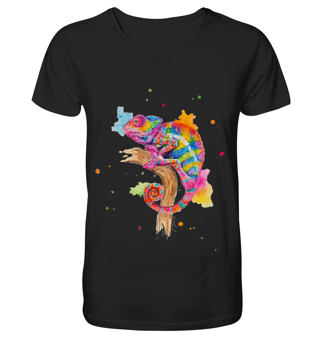 Buntes Chamäleon - V-Neck Shirt